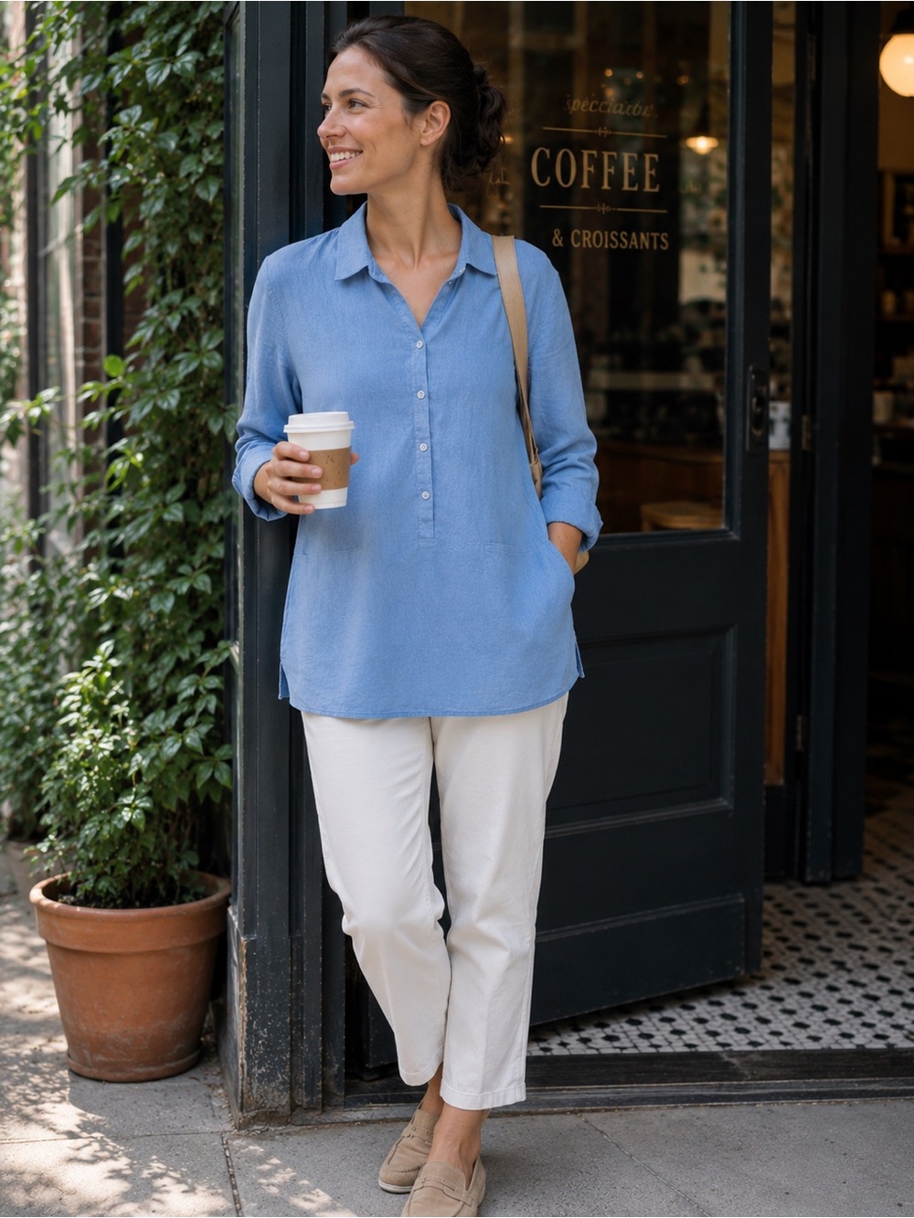 J. Jill Sky Blue Love Linen Shirt